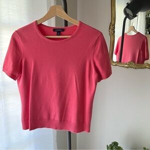 Lands End Cropped‎ Pink Knit Short Sleeve Top